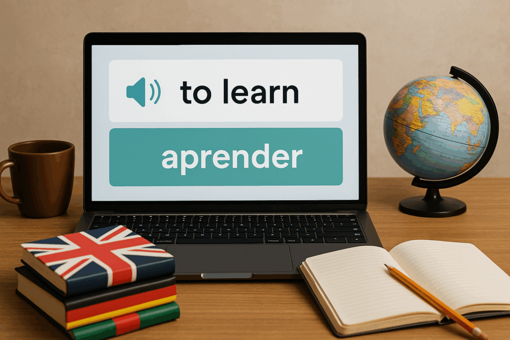 flashcard para aprendizado de idiomas